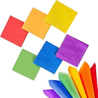 Whaline 120 Pieces Multicolor Rainbow Cocktail Paper Napkin Beverage Luncheon Napkins 2 Ply for Party Decoration