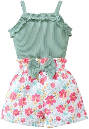 Kucnuzki Toddler Baby Girl Clothes Sleeveless Tank Tops Ruffle Ha...