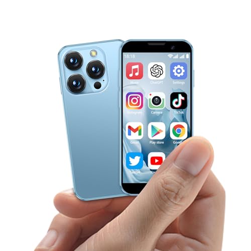 Smartphone Mini con schermo HD da 3,0', telefono mini sbloccato, videocamera da 5 megapixel, riconoscimento facciale, doppia SIM, GPRS, scheda TF e un corpo ultra - sottile, ideale per i bambini Blu
