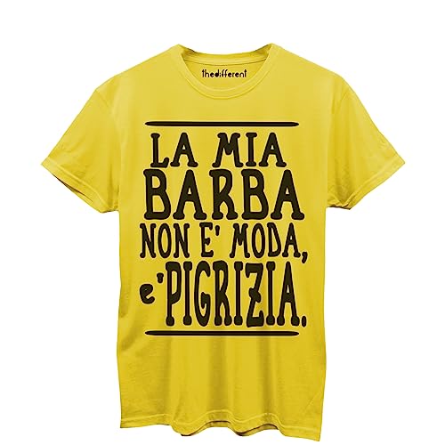 T-shirt jaune coupe Small confortable pour homme barbu pressé