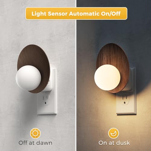 Image of L LOHAS LED Night Light, Cozy Rustic Farmhouse Night Light | 2 Pack, Dusk to Dawn Sensor, 3000K Soft White, Brightness Adjustable, Vintage Nightlight for Bathroom Adults