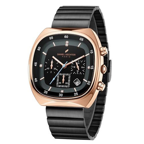 Image of Daniel Hechter Paris Bercy Collection Modern Multi Functional Watch for Men with Square Dial and Stainless Steel Strap