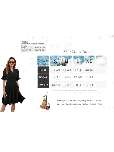 Image of Mokayee Womens Summer V Neck Ruffle Short Sleeve Fit and Flare Knee Length Church Wedding Guest Dresses with Pockets