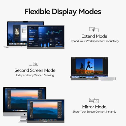 Image of Intehill 15.6 inch FHD Portable Laptop Monitor | 1920x1080 IPS External Display | Dual-Speakers, Ultra-Slim Aluminum Alloy Design, Magnetic Folio Stand, USB-C & HDMI Second Screen for Laptop, F15ZA