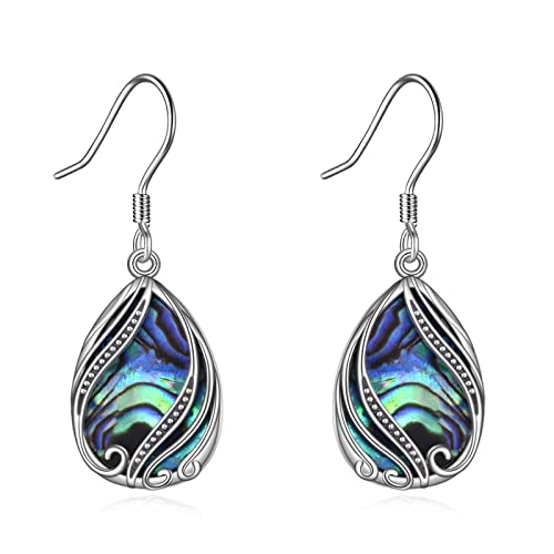 Abalone Shell Dangle Drop Earrings for Women 925 Sterling Silver Filigree Bohemian Earrings Jewelry Gift