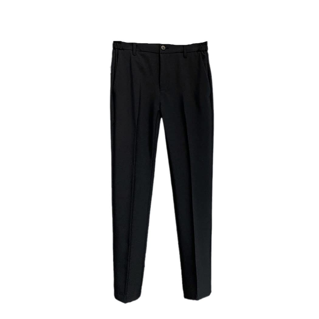 keusyoi Pantaloni casual da uomo primavera estate pantaloni tuta slim fit lavoro elastico in vita pantaloni da jogging maschili pantaloni neri plus size, Nero , 29 W