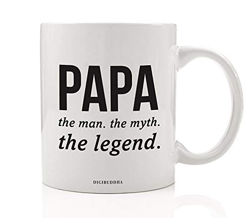 Digibuddha Taza de café con texto en inglés 'PAPA THE MAN MYTH LEYEND', ideal como regalo de cumpleaños para el día del padre, regalo especial para papá para papá de los hijos de papá, hijo, hija,