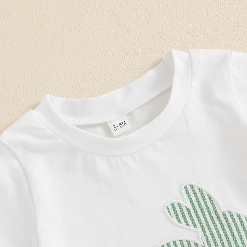 Image of Toddler Baby Boy Easter Rabbit Outfit Short Sleeve Bunny Carrot Smocked T-shirt Elastic Waist Shorts Summer Clothes