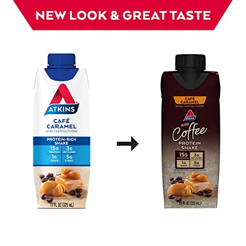 Atkins Iced Coffee Café Caramel Protein-Rich Shake, With Coffee And Protein, Keto-Friendly And Gluten Free (12 Shakes) #TOP1