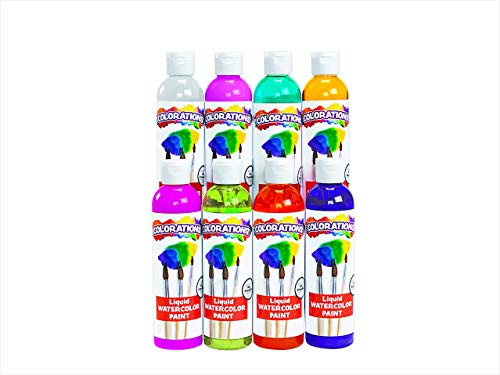 Colorations Plws Liquid Watercolor Paint, 8 Fl Oz, Set Of 8, Non-Toxic, Painting, Kids, Craft, Hobby, Fun, Water Color, Posters, Cool Effects, Versatile, Gift #TOP8