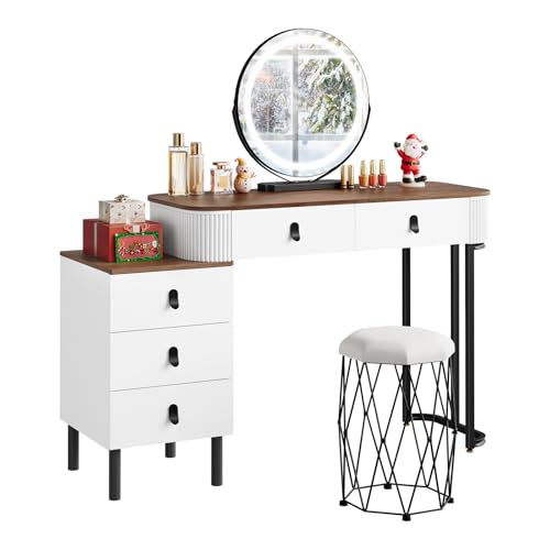 WOLTU Tocador de Maquillaje con luz y Taburete