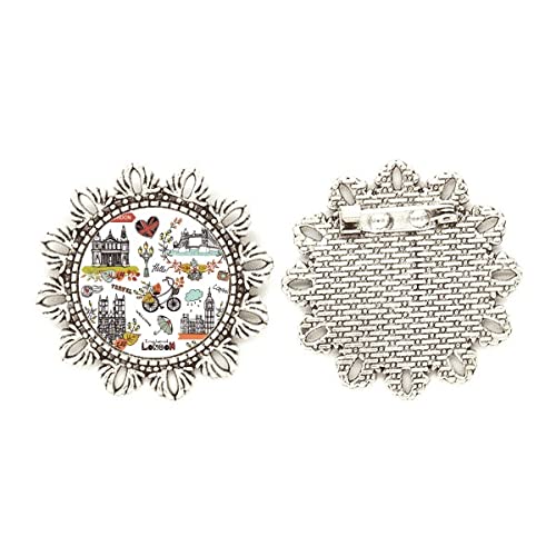 Broche de plata Big Ben London con forma de flor, regalo medium ideal