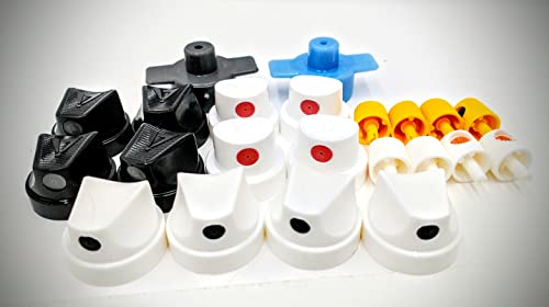 The UPROK Female Adapter and Male Caps Pack (22pc) for Krylon, Rust-Oleum, American Accents, and More! Spray Paint Caps for Home Improvement, Graffiti Art, Street Art Tips