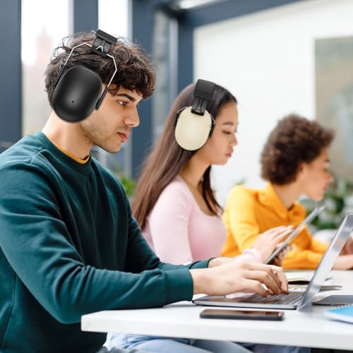 [ProCase] 2個入り 子供/大人兼用 防音イヤーマフ 遮音 調整可能なヘッドバンド付き 耳カバー 耳あて 聴覚保護ヘッドフォン、ノイズ減少率：NRR 26dB - ベージュブラック