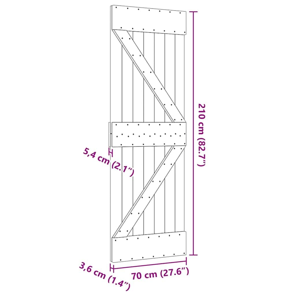 vidaXL Porte 70x210 cm Bois Massif de pin Marron