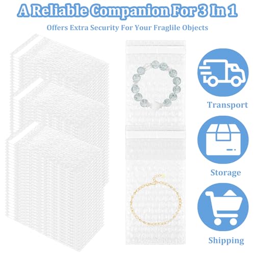 300pcs Clear Self-Sealing Bubble Wrap Pouches, 4x5.5 Inches Double Layer Plastic Bubble Bags, Small Shockproof Protective Packing for Business Moving Shipping Packaging Storage by Meyeyaia - Image 4
