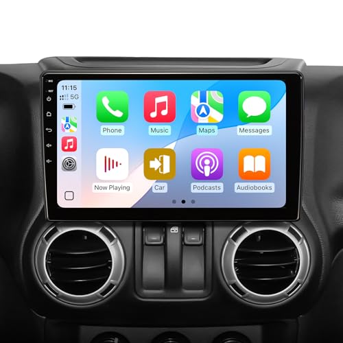 QLED �^�b�`�X�N���[���J�[�X�e���I Jeep Wrangler JK �w�b�h���j�b�g Dodge Ram 1500���W�I�p | ���C�����X CarPlay Android Auto | AM/FM|Android 13.0 | �n���h���R���g���[�� (