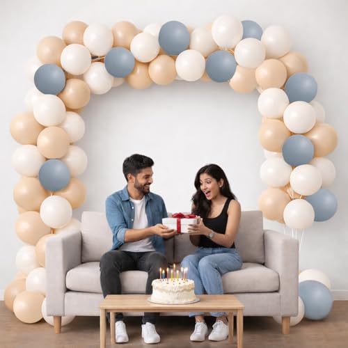 Image of Party Propz Balloon Decoration Kit - Set of 61 Pcs Gold White Grey Balloons for Decoration, Latex Balloons with Balloon Arch Strip for Birthday Party, Anniversary & Home Decoration