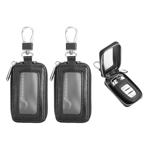 Bolsa para Llaves De Coche Negra De 2 Piezas, Bolsa para Llaves De Cuero PU, Bolsa para Llaves con Gancho, Bolsa para Llaves Simple, Bolsa Protectora para Llaves