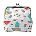 ZUNPNG Hello Summer Ananas Flamingo Wassermelone Schnalle Leder Münzgeldbörsen Vintage Beutel Kiss-Lock Kleingeldbörse Mini Geldbörsen für Frauen Mädchen