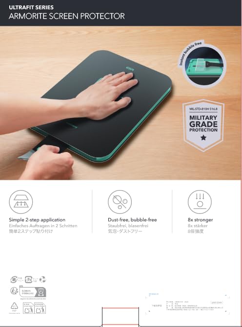 ESR 2 Pack Armorite Screen Protector for iPad Air 11 Inch M3/M2 (7th/6th Generation, 2025/2024), 9H Hardness Tempered Glass Screen Guard with UltraFit Tray, Military Grade, HD Clarity 11 412F1n4P4QL