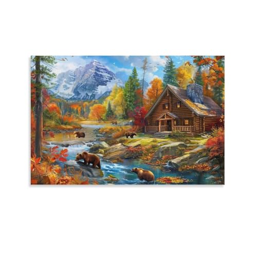 IEJKLUVWX Vista sulle montagne dalla baita Decorazione Parete Paesaggio autunnale in Tela Canvas HD, Non Sbiadisce, Premium, Per Arredamento Casa, Regalo Per Feste, Antiumidità 08x12inch(20x30cm)
