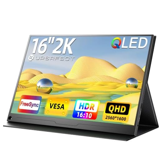 Portable Monitor 2K 16 Zoll UPERFECT Tragbarer Monitor Mobile Display mit 2560*1600 1500:1 Hohes Kontrastverhältnis 400 Nits IPS Screen HDMI USB C für PC Laptop Handy Xbo Switch PS4/5, VESA-kompatibel