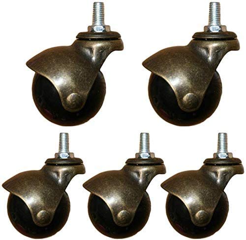 MU Ruedas 2" Ruedas Giratorias, Bronce Bola Ruedas, Ruedas Muebles Antiguos, Muebles Pequeño Sofá, Silla de Oficina, Silla Ejecutiva, Varilla Roscada M8 / M10Mm