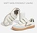 LUCKY STEP Women's Casual Fashion Retro Sneakers Classic Gum Sole Hook and Loop Tennis Footwear Anti Slip Skate Trainers Trendy Walking Shoes (Beige/Grey,8.5 B(M) US)