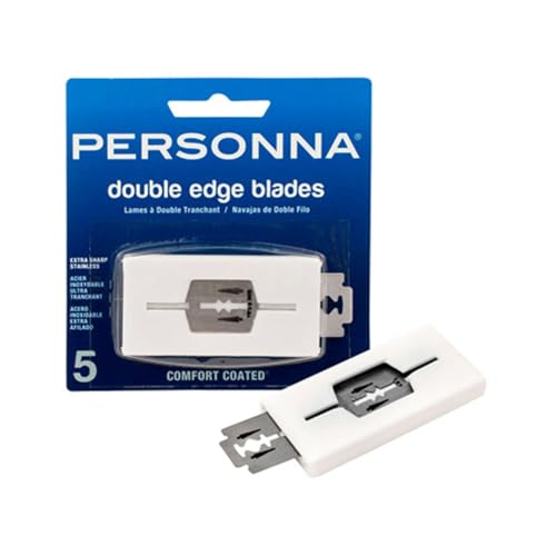 Personna DE Stainless Steel Double Edge Blades - 4' Length, 4.25' Width, 0.5' Height, 5-Pack - 60-0141-NUPC