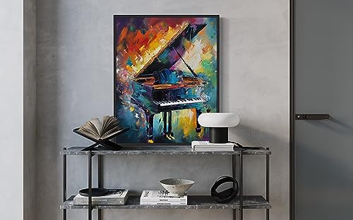 Piano Abstract Art Print Poster, Wall Art Painting Decor. Paint Splash Style Artwork For Bedroom Bathroom Office Home 70 (Piano, 8 x 10 inches, Unframed)