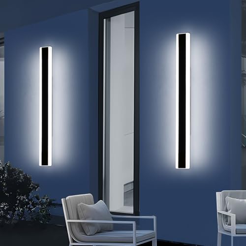 Daoseolo 2 Pack 39.3inch Modern Linear Outdoor Wall Light, Outside LED Long Wall Sconce, 6000K Cold White, 36W, IP65 Waterproof, Black Exterior Lighting Fixture for House, Garage, Porch, Garden by Daoseolo - Image 8