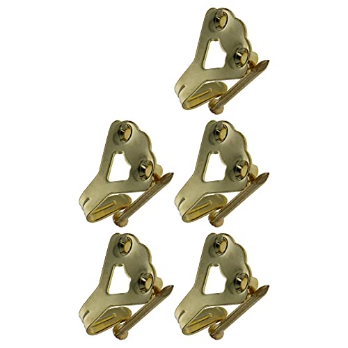 Image of Picture Hangers 1.2mm Thick Picture Hooks with Nails Professional Picture Hanging Kit, for Office Pictures House Decoration Clock Wall Mounting Brass Tone 5pcs