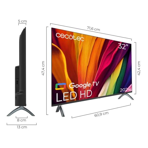 Cecotec Fernseher LED 32" Smart TV A4 Serie ALH40032. HD-Auflösung, Betriebssystem Google TV, Chromecast, Google Voice Assistant, Dolby Audio System und 16 GB ROM. – Bild 3