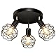 Aulaiyi Deckenstrahler 3 Flammig, 350°-Drehung, Deckenspots E14 Fassung, Deckenlampe LED Deckenleuchte, Spotleuchte Wand, Wandstrahler für Küche, Wohnzimmer, Schlafzimmer, Schwarz (Ohne Leuchtmittel)