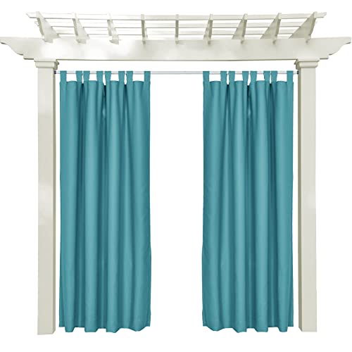 Macochico Tab Top Solid Color Blackout Curtains Outdoor Home Decoration Water Repellent Drapes Panel Privacy Protection Thermal Insulated Dustproof for Patio Garden Backyard Living Room (1 P