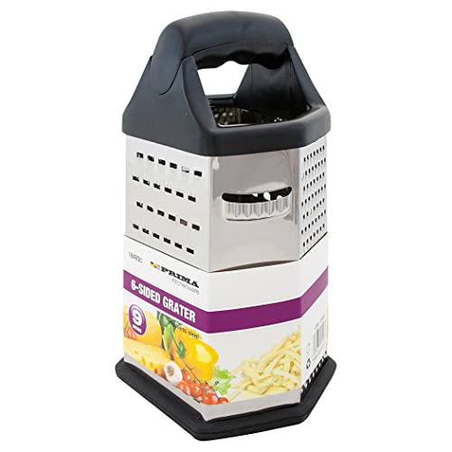 New 9" Stainless Steel Grater Handle Cheese Vegetables Kitchen Utensil 6 Sided | for Fruit, Vegetable, Carrot, Cheese | Strong Quality Durable Long Lasting