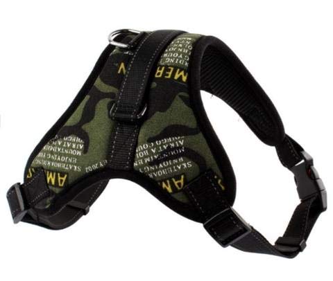Reflective Padded No Pull Lightweight Safety Locking Dog Puppy Harness S/M/L (Camouflage green, large)