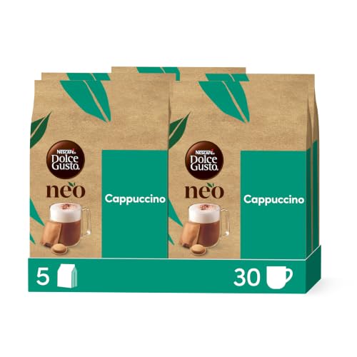 ‎Nescafé Dolce Gusto NEO Cappuccino - 30 Dosettes de café et 30 sachets de lait (5 boîtes de 6 dosettes et 6 sachets) - Compatibles uniquement avec les machines à café NESCAFÉ Dolce Gusto NEO
