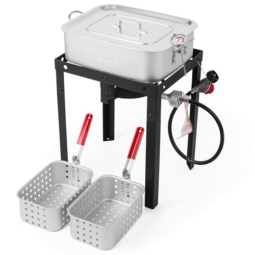 Comparison: Best Fish Fryer Outdoor 4 OuterMust 58,000 BTU Outdoor Fish Fryer with Baskets and Lid, 18 Qt. Propane Deep Fryer and 2 Inner Baskets, Ideal for Frying Fish, Chicken Wings, French Fries