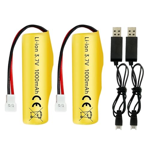 PUOO 2PCS 3.7V 1000mAh Lithium Battery & 2PCS USB Charger for SYMA Q9 H126 H131 H118 RH701 Remote Control High Speed Toy Water Boat Model Ship