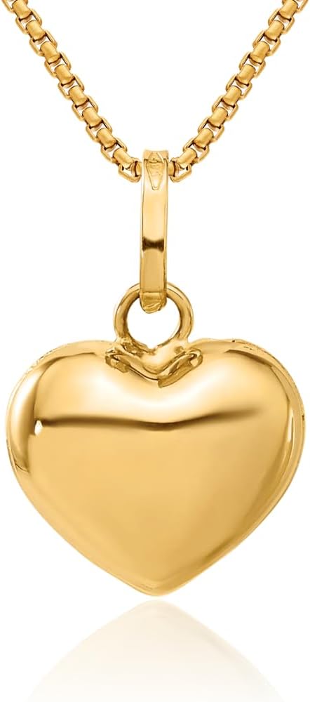 IceCarats 14K Solid Yellow Gold Heart Necklace Love Pendant Charm