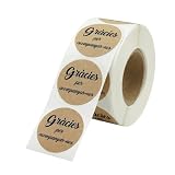 100 Etiquetas Adhesivas Kraft Verjurado Redondas 5 cm “Deseo que te Guste” | Pegatinas para Regalos, Packaging, Bodas, Eventos y Detalles Personalizados