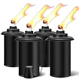 ZSPENG 4 Pack Torch Replacement Canisters, 16oz Bamboo Lantern Refillable Torches, Decorative Citronella Torch Canister for Yard, Patio, Deck, Garden Decor, Party