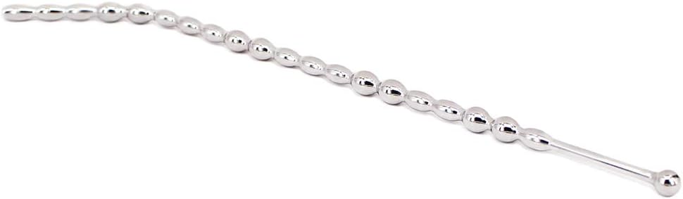 Bent Stainless Solid Beads Urethral Sounds Penis Plug, Two Size Beaded Male Sex Toy