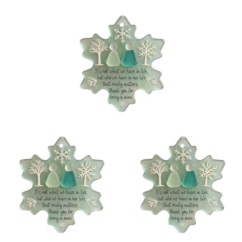 2D Flat Acrylic Christmas Snowflake Ornaments Set of 3 Snowflake Shaped Decorations with Winter Scene Xmas Tree Hanging Ornament Hanging Ornaments for Christmas Tree Friends Family Couples