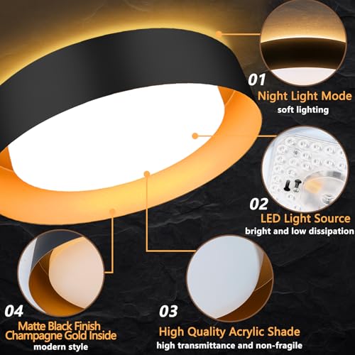 Image of Bargeni Flush Mount Ceiling Light with Remote & Night Light,5CCT