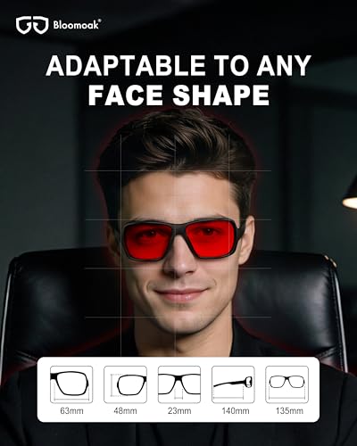 Image of Bloomoak 99% Blue Light Blocking Glasses,Nighttime Sleep,Fully Wraparound Your Eyes with No Leaks for Side Glare
