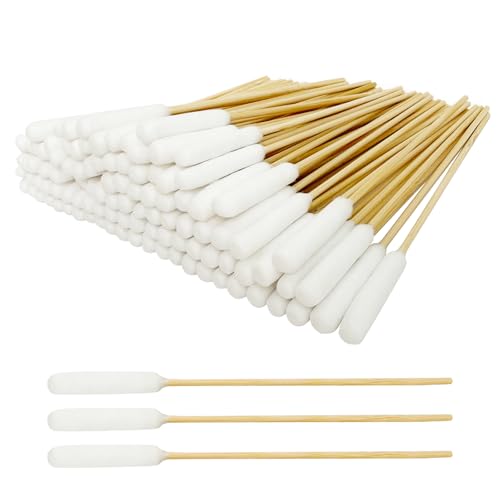 Egaageoi 100 Pcs 6-Inch Long Cotton Swabs with Sturdy Bamboo Handle - Extended Reach Applicators for Dog Ear Cleaning & Pet Care - Single Tip Swabs for Gun Cleaning Electronics Detailing & Wound Care