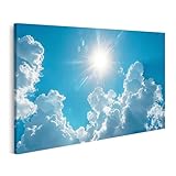 islandburner Prime Bild auf Leinwand Sonniger Himmel mit strahlenden Wolken für Wohnzimmer Naturliebhaber Pflanzenladen Bilder Wandbilder Poster